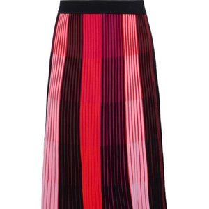 DVF 2021 Midi Skirt - Red, pink,orange , Black JERSEY  SILK KNITTING   Stripes